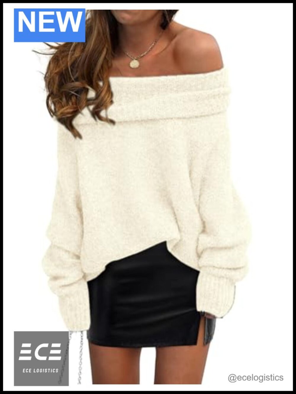 Off Shoulder Knit Pullover Sweater Long Sleeve Casual